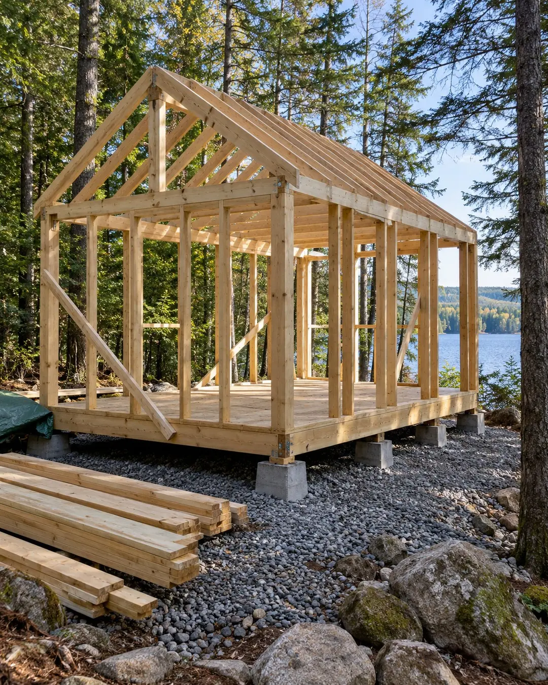 Illustrative timber frame for a camp improvement project